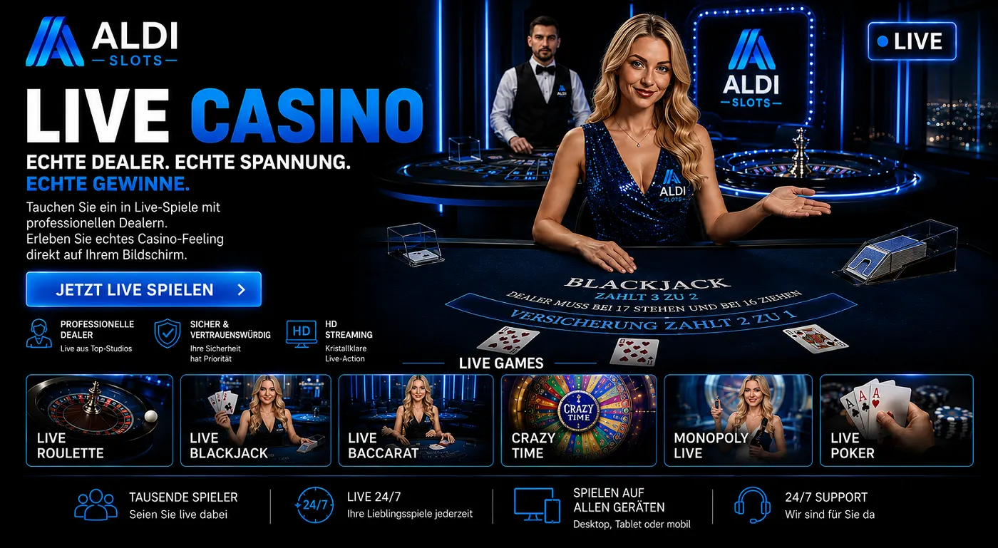Live-Casino-Spiele bei Aldi Slots Deutschland
